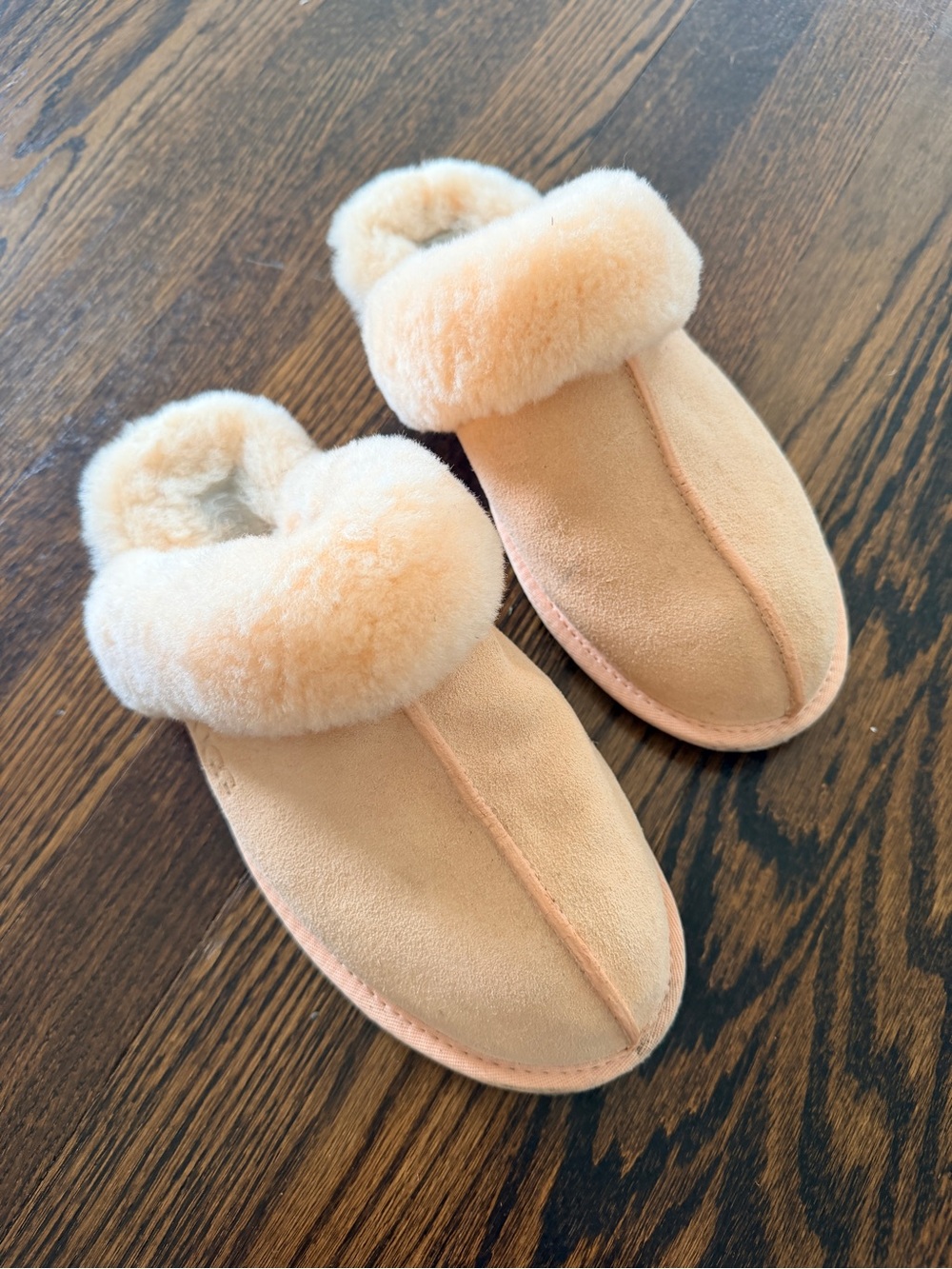 UGG Plush Shearling Lined Slip-On Slippers - Peach